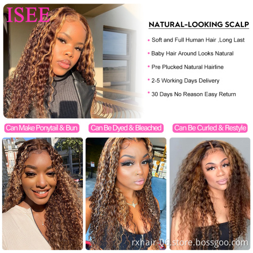 100% Virgin Brazilian Human Hair Lace Frontal Wig, Bone Straight Ombre Piano Color Human Hair Hd Lace Front Highlight Wigs
